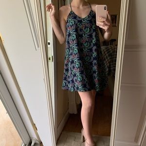 Paisley print navy blue dress
